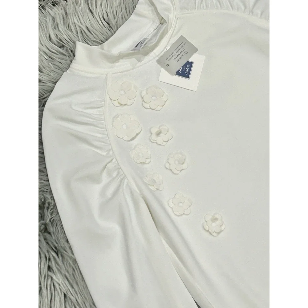 Janie &‎ Jack Girls White Floral Embellished Swim Top Size 12 NWT